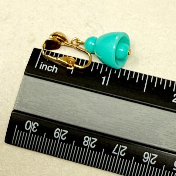 Vintage Lot of‎ Geometric Earrings Clip-On Screw Back Retro Green - Picture 4 of 9